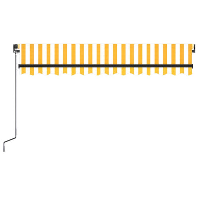 markise m. LED-lys 350x250 cm manuel betjening gul og hvid