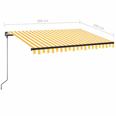 markise m. LED-lys 350x250 cm manuel betjening gul og hvid