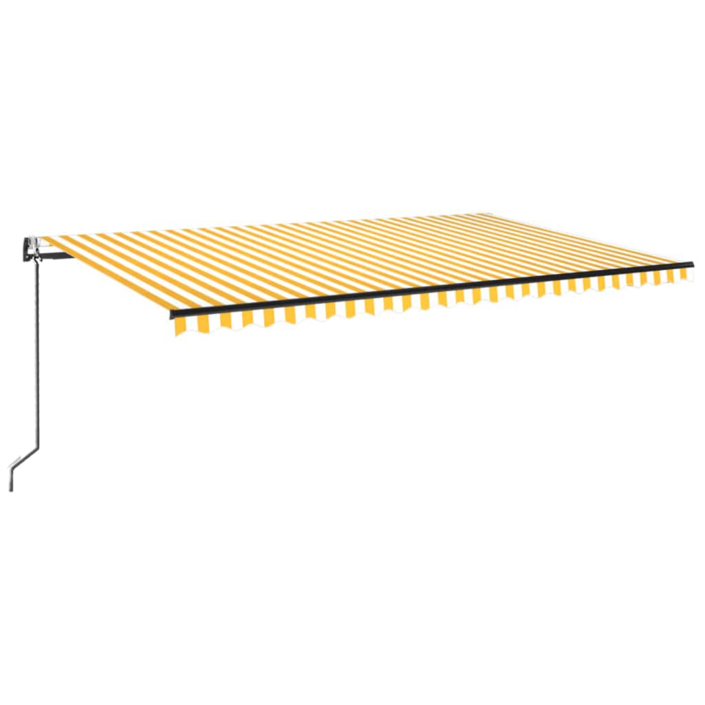 markise m. LED + vindsensor 500x300 cm automatisk gul og hvid