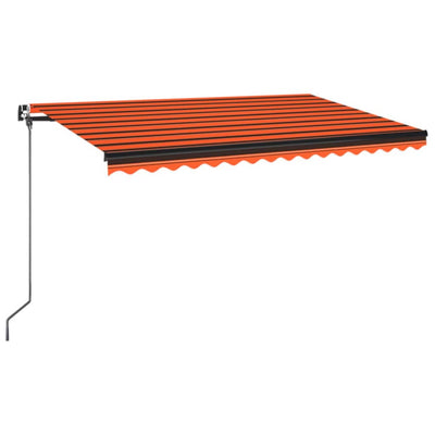 markise m. LED-lys 400x350 cm manuel betjening orange og brun