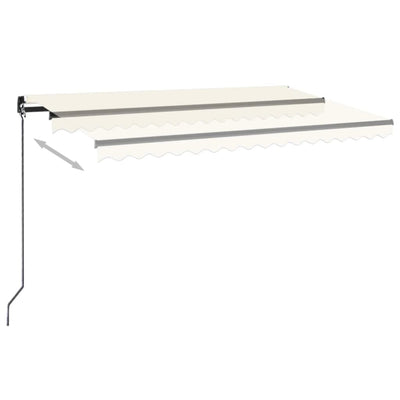 markise m. LED-lys 450x350 cm manuel betjening cremefarvet