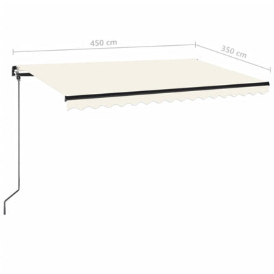 markise m. LED-lys 450x350 cm manuel betjening cremefarvet