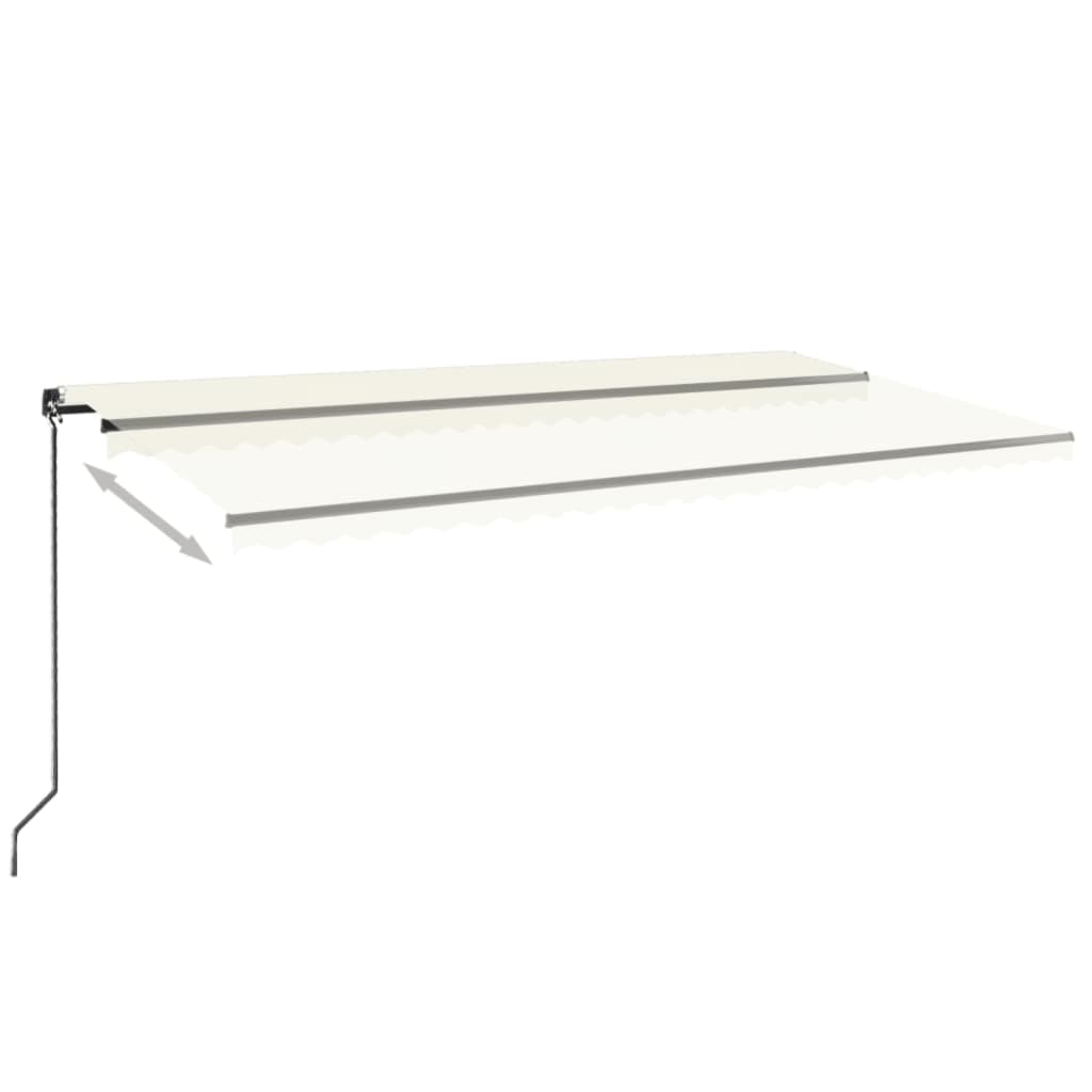 markise m. LED-lys 600x350 cm manuel betjening cremefarvet