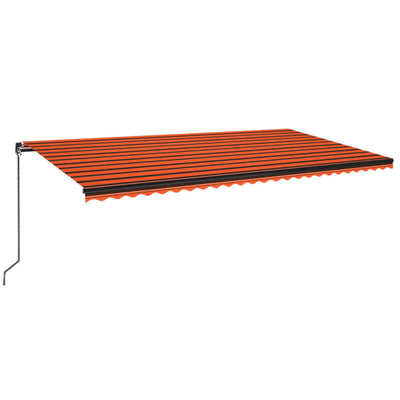 markise m. LED-lys 600x350 cm manuel betjening orange og brun