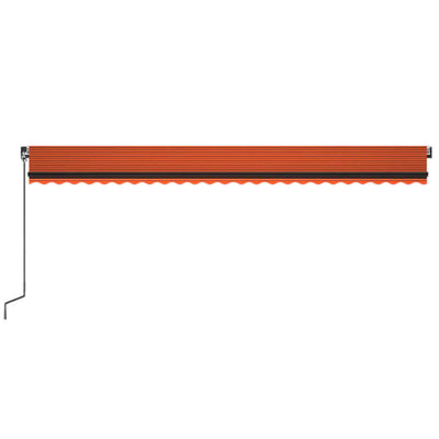 markise m. LED-lys 600x350 cm manuel betjening orange og brun