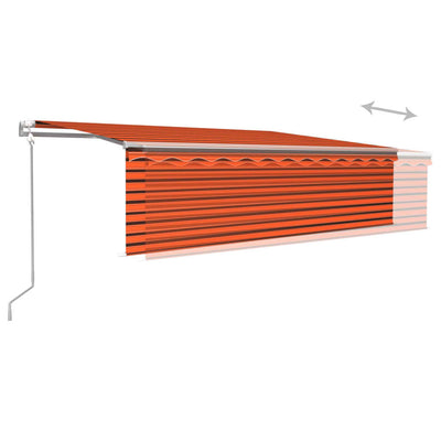 markise m. gardin+LED+vindsensor 5x3 m automatisk orange/brun