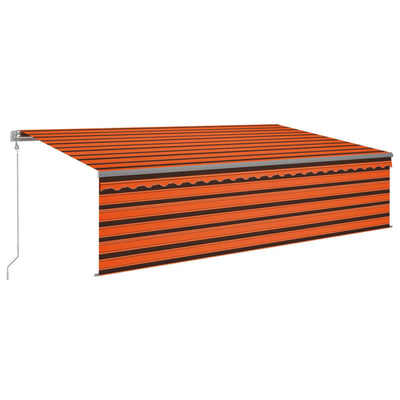 markise m. gardin+LED+vindsensor 5x3 m automatisk orange/brun