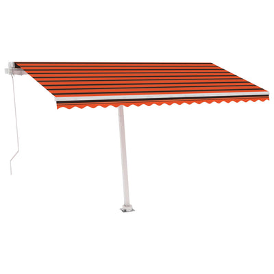 markise m. LED-lys 400x300 cm manuel betjening orange og brun