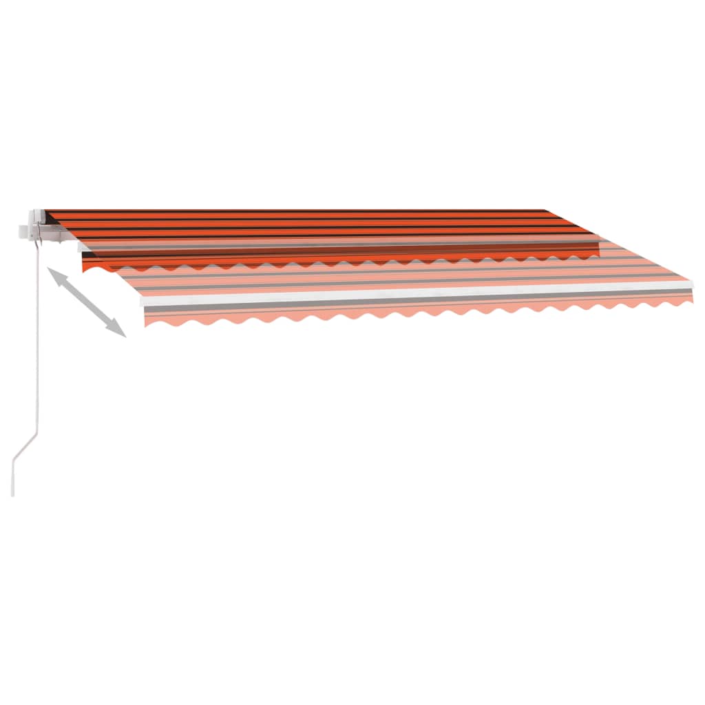 markise m. LED-lys 400x300 cm manuel betjening orange og brun