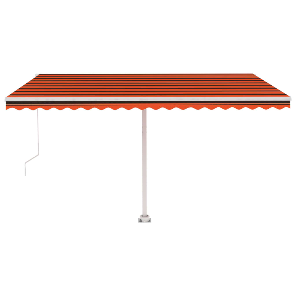 markise m. LED-lys 400x300 cm manuel betjening orange og brun