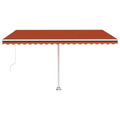 markise m. LED-lys 400x300 cm manuel betjening orange og brun