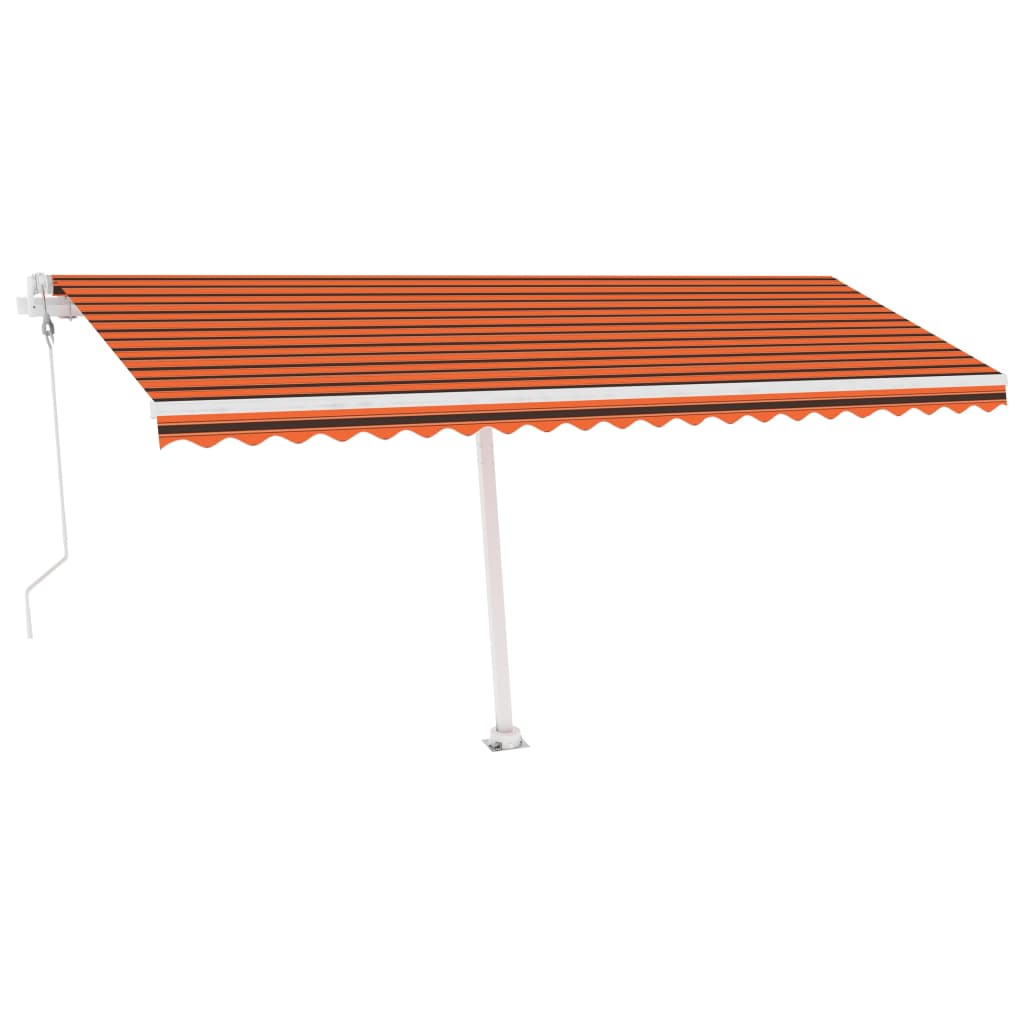 markise m. LED+vindsensor 500x300 cm automatisk orange/brun