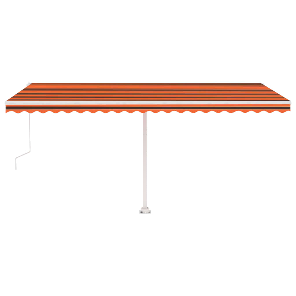 markise m. LED+vindsensor 500x300 cm automatisk orange/brun