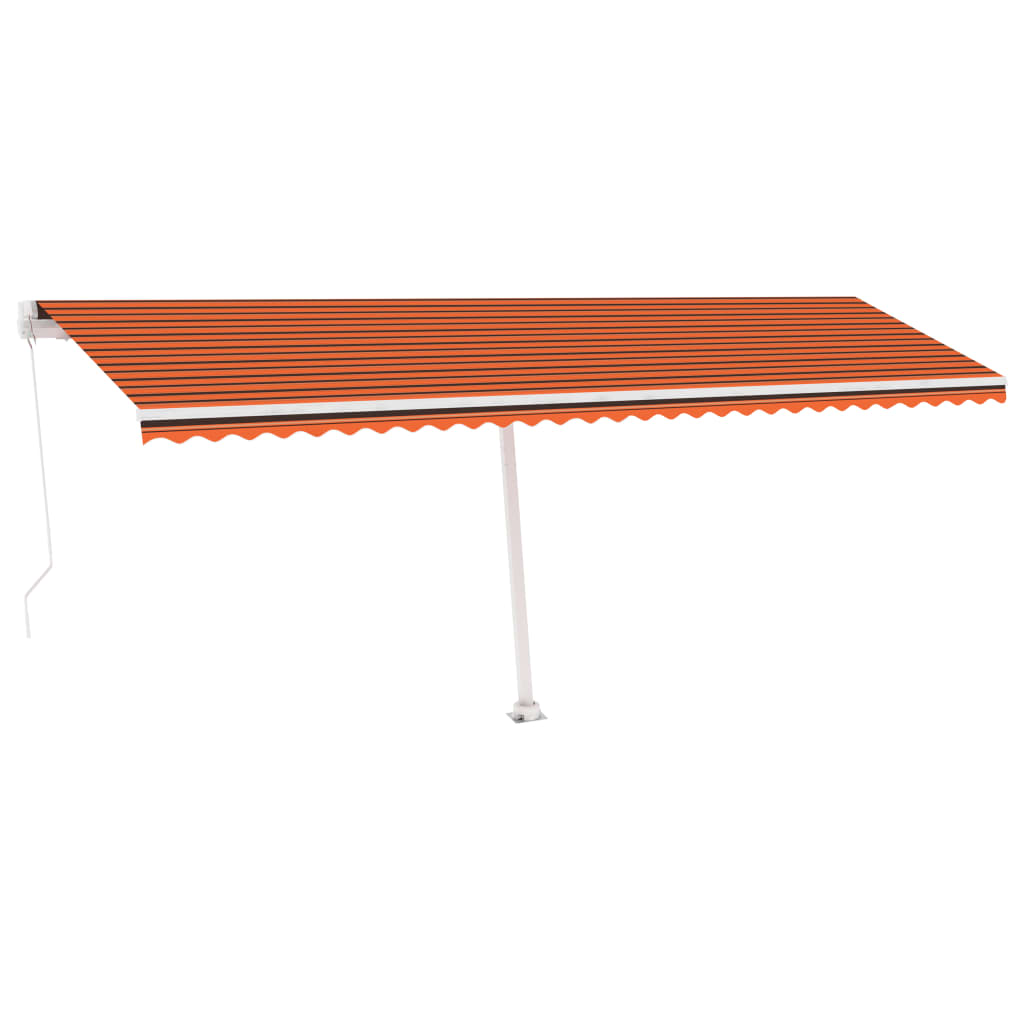 markise m. LED-lys 600x300 cm manuel betjening orange og brun