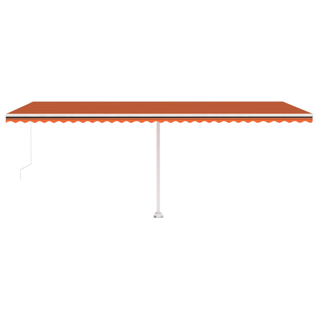 markise m. LED-lys 600x300 cm manuel betjening orange og brun