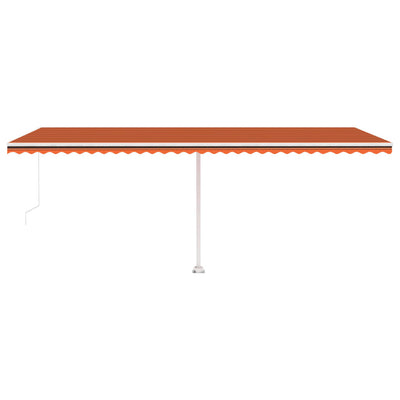 markise m. LED-lys 600x300 cm manuel betjening orange og brun