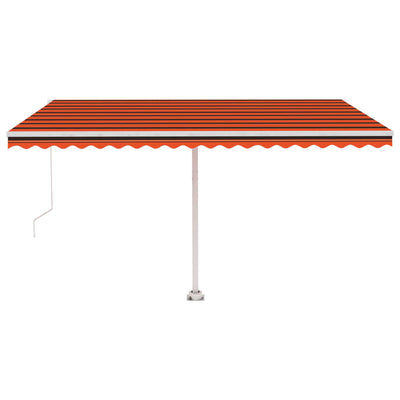 markise m. LED-lys 450x350 cm manuel betjening orange og brun