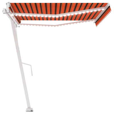 markise m. LED + vindsensor 450x350 cm automatisk orange/brun