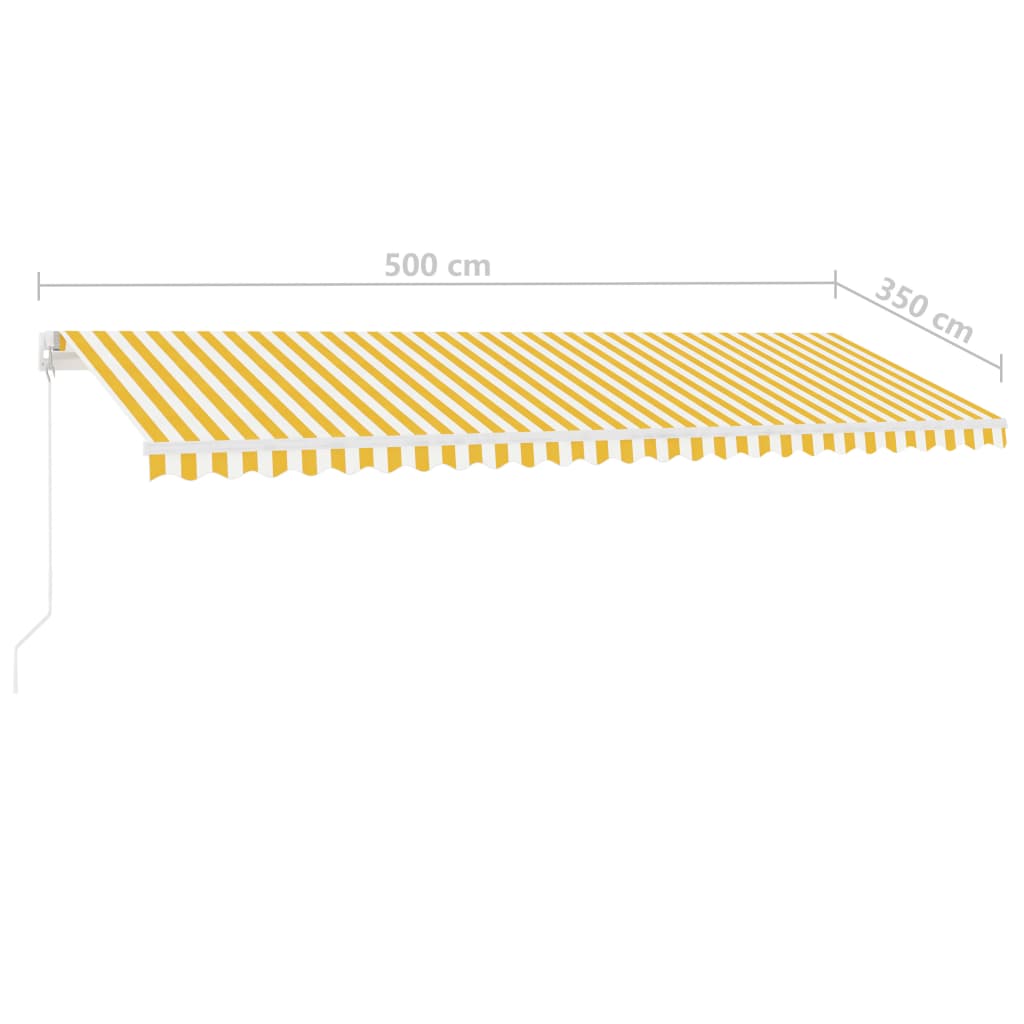 markise m. LED-lys 500x350 cm manuel betjening gul og hvid