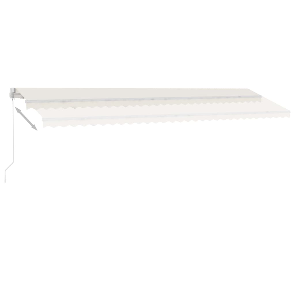 markise m. LED-lys 600x350 cm manuel betjening cremefarvet