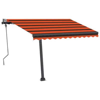 markise m. LED-lys 300x250 cm manuel betjening orange og brun