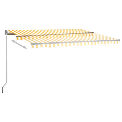 markise m. LED + vindsensor 450x300 cm automatisk gul og hvid