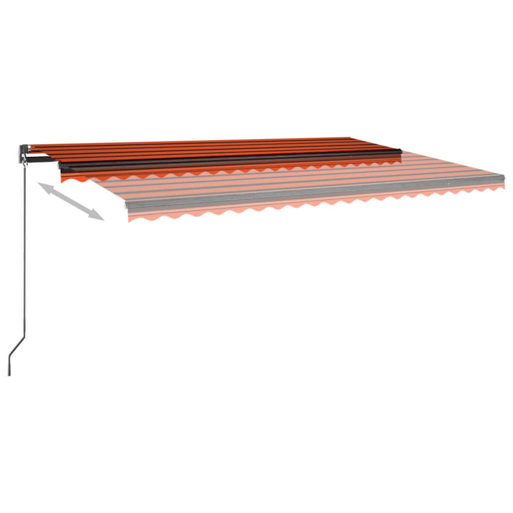 markise m. LED + vindsensor 500x300 cm automatisk orange/brun