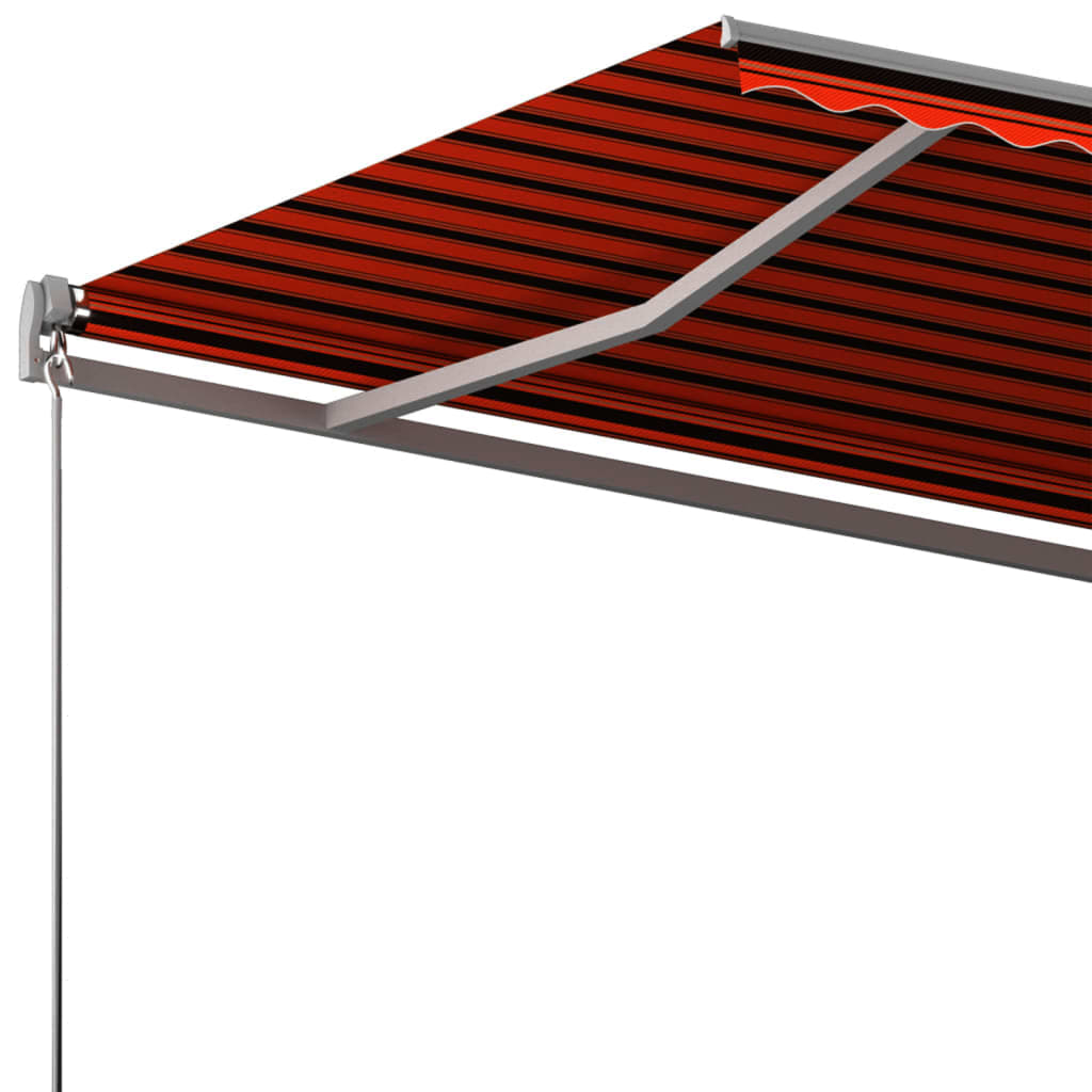 fritstående markise 600x300 cm automatisk betjening orange/brun