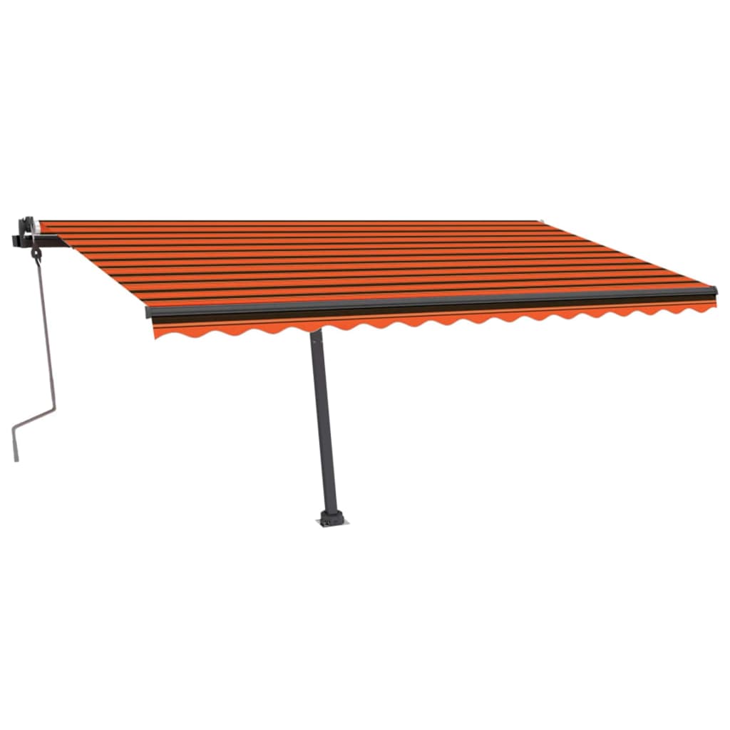 markise m. LED-lys 400x350 cm manuel betjening orange og brun