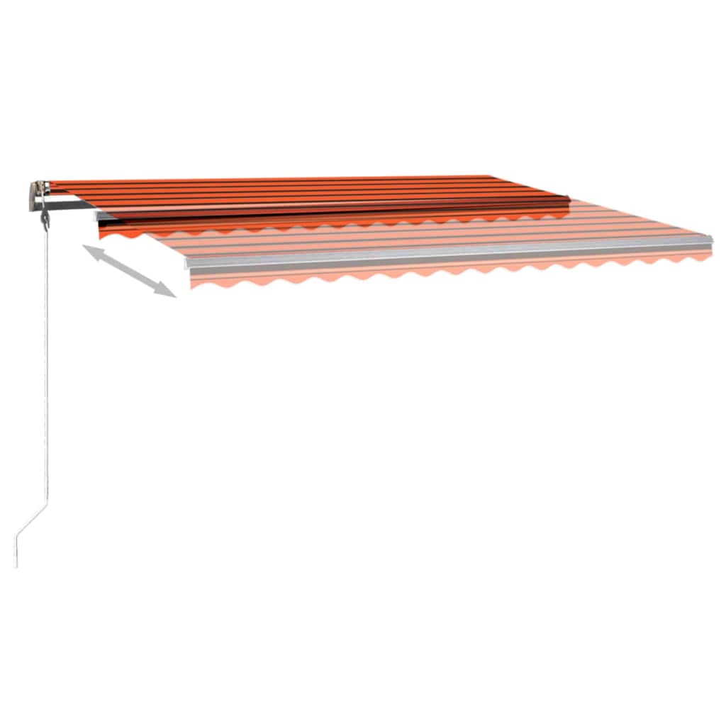 markise m. LED-lys 400x350 cm manuel betjening orange og brun