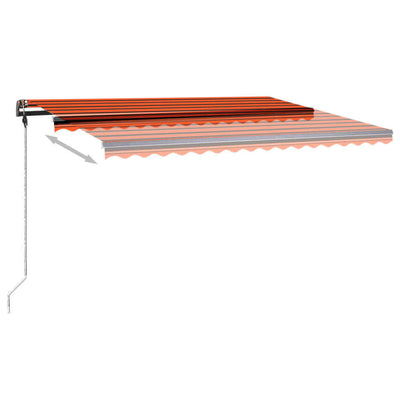 markise m. LED-lys 450x350 cm manuel betjening orange og brun