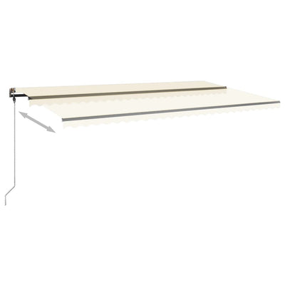 markise m. LED-lys 600x350 cm manuel betjening cremefarvet