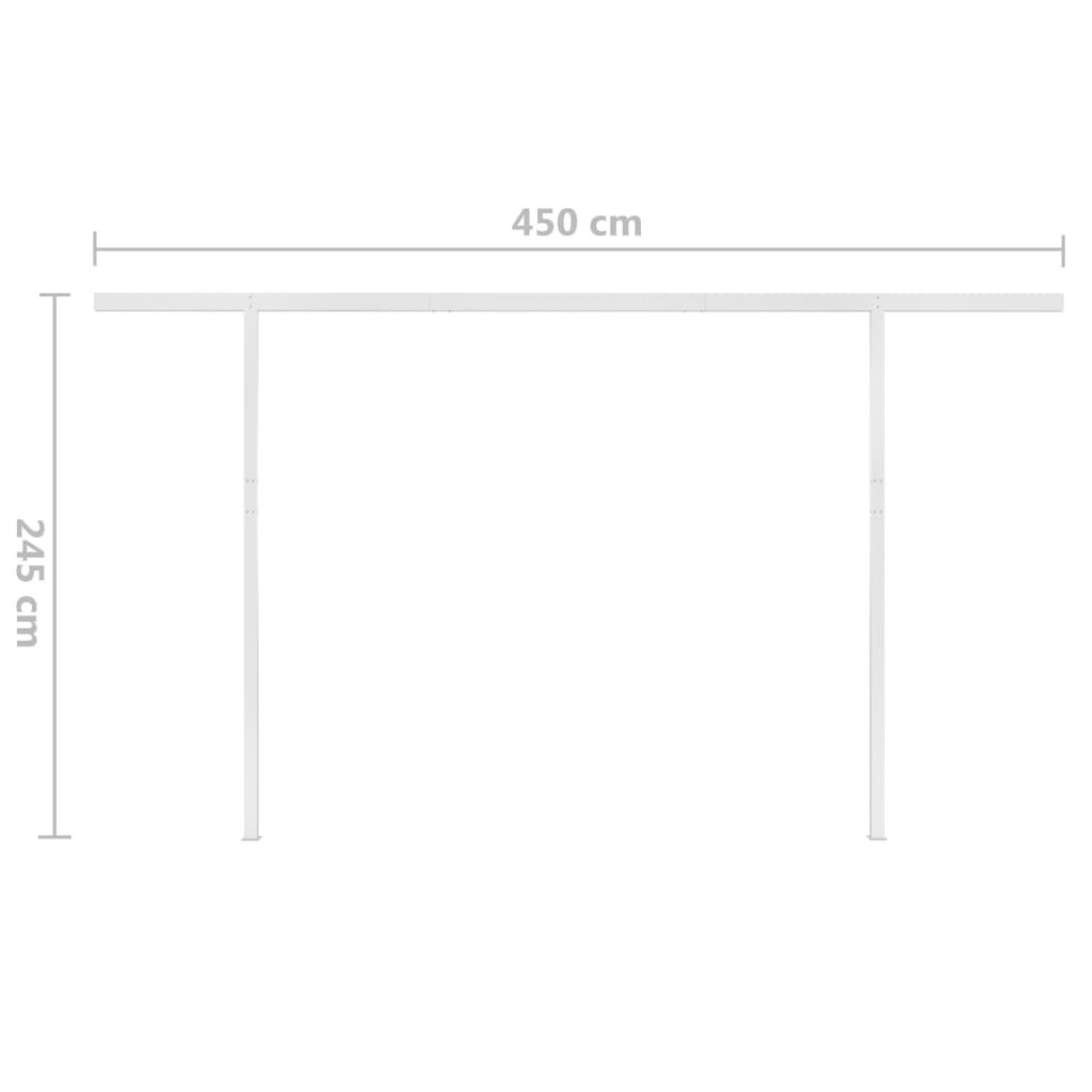 markise med LED-lys 4,5x3,5 m manuel betjening blå og hvid