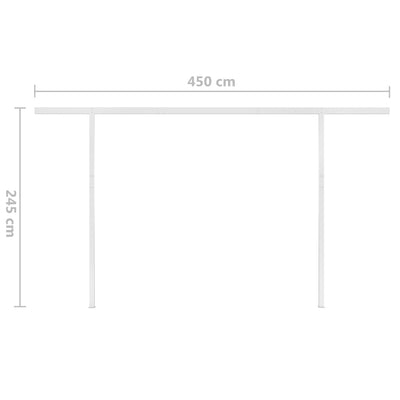 markise med LED-lys 4,5x3,5 m manuel betjening blå og hvid