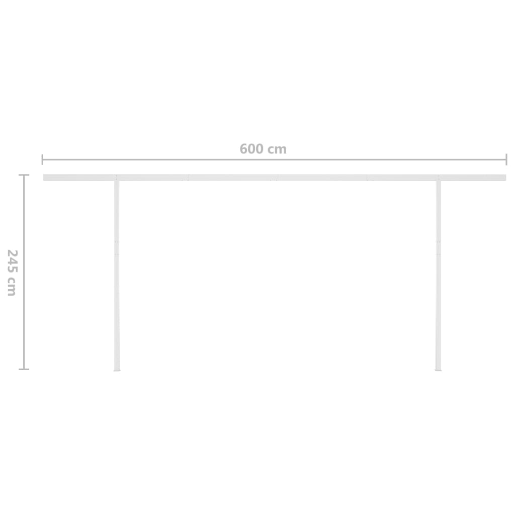 markise m. LED-lys 6x3,5 m manuel betjening blå og hvid