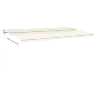 markise m. LED-lys 6x3,5 m manuel betjening cremefarvet