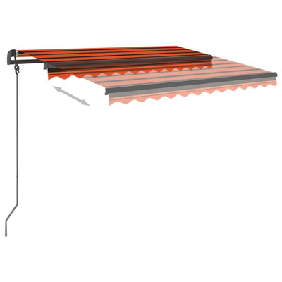 markise m. LED-lys 3x2,5 m manuel betjening orange og brun