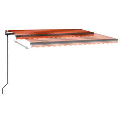 markise m. LED-lys + vindsensor 4x3 m automatisk orange og brun