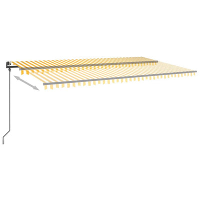 markise m. LED + vindsensor 6x3 m automatisk gul og hvid