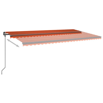 markise m. LED + vindsensor 6x3 m automatisk orange og brun