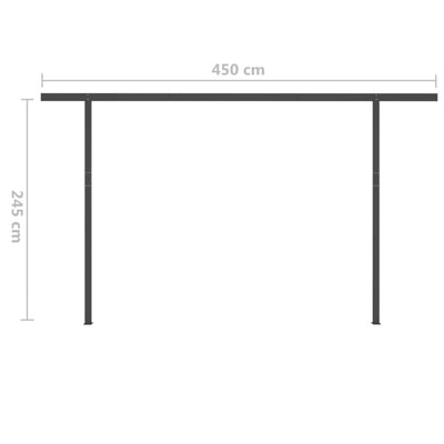 markise m. LED-lys 4x3,5 m manuel betjening blå og hvid