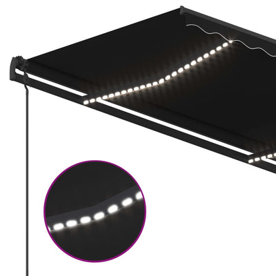 markise med LED-lys 4,5x3,5 m manuel betjening antracitgrå