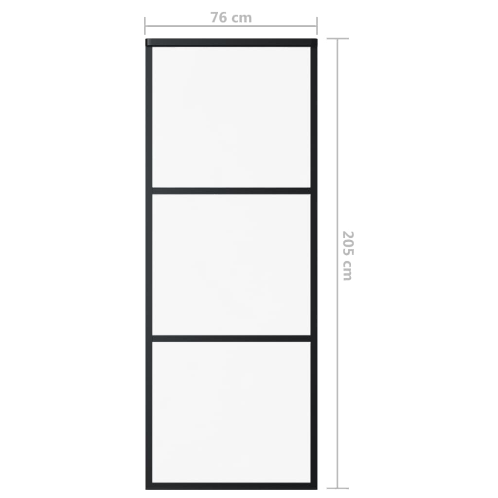 skydedør 76x205 cm sikkerhedsglas og aluminium sort