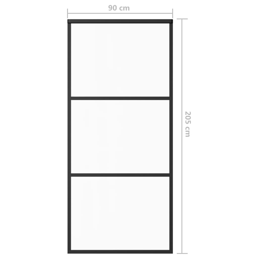 skydedør 90x205 cm sikkerhedsglas og aluminium sort