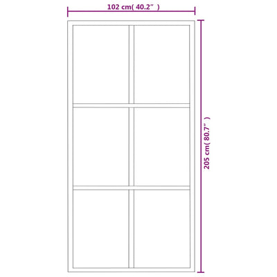 skydedør 102x205 cm sikkerhedsglas og aluminium  sort