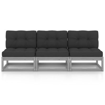 3-personers sofa med hynder massivt fyrretræ