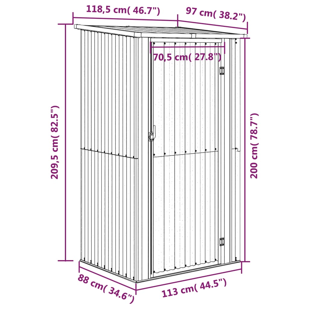 haveskur 118,5x97x209,5 galvaniseret stål grøn