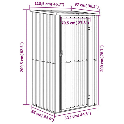 haveskur 118,5x97x209,5 cm galvaniseret stål antracitgrå