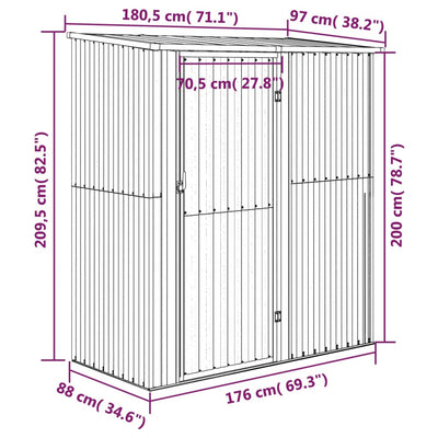 haveskur 180,5x97x209,5 galvaniseret stål grøn