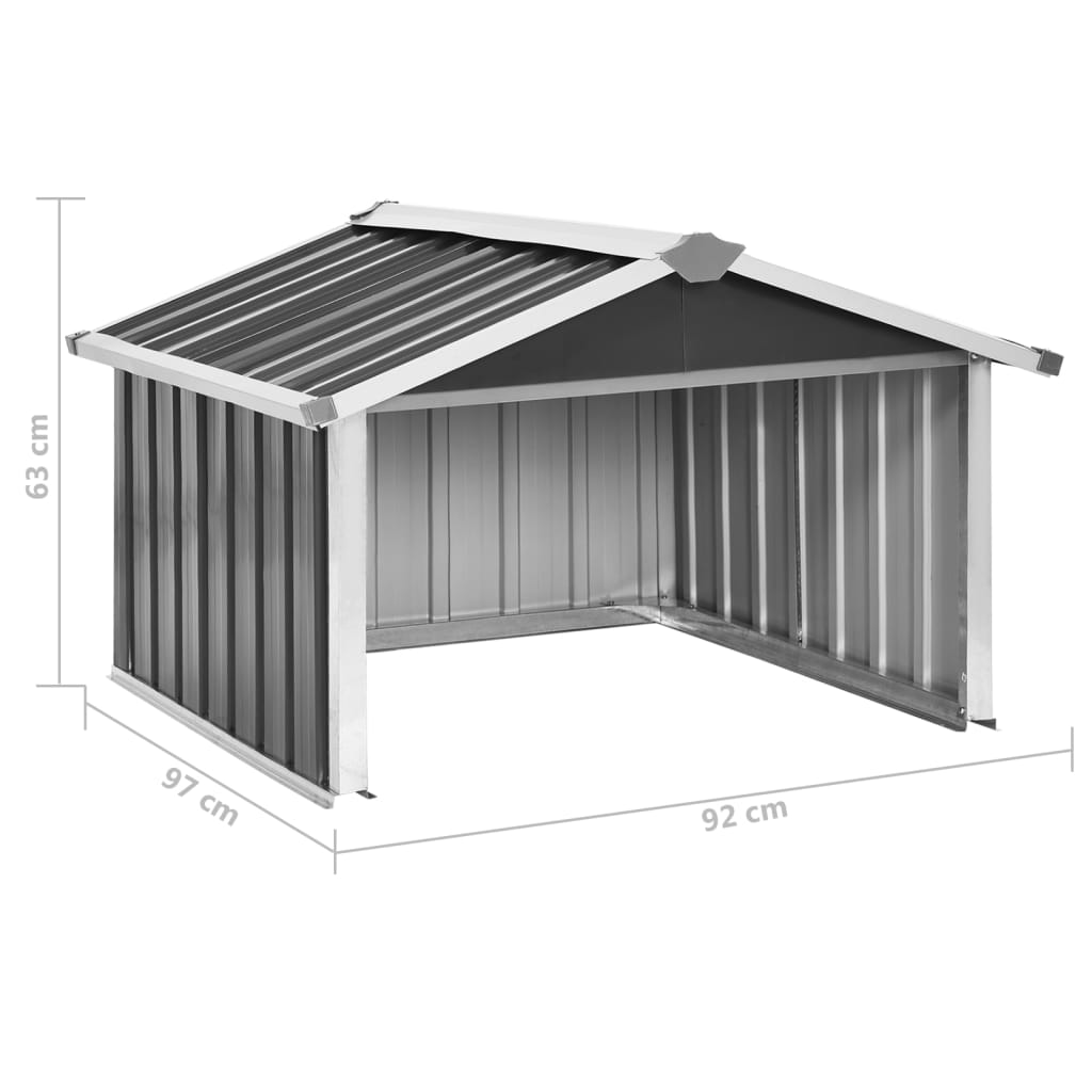 skur til robotplæneklipper 92x97x63 cm galvaniseret stål grå